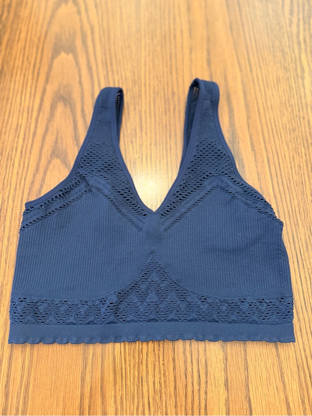 aerie Navy Lace-Trim Seamless Bralette